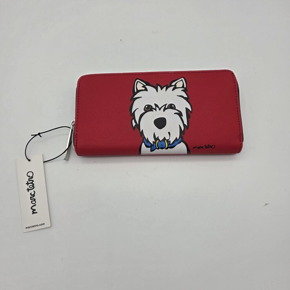 Marc Tetro Westie Dog Wallet Red Zip Around Organizer NWT Terrier